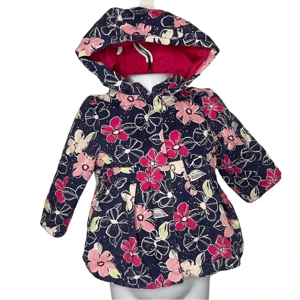 Gymboree Floral Hooded Raincoat Toddlers 12-24 Months - Vibrant and Protective